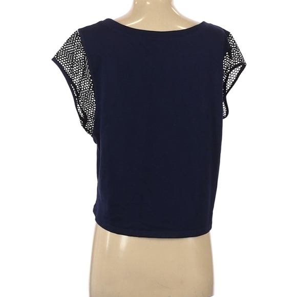 ADORE ME CROP TOP, SIZE SMALL, BLUE/BLACK - Picture 2 of 2